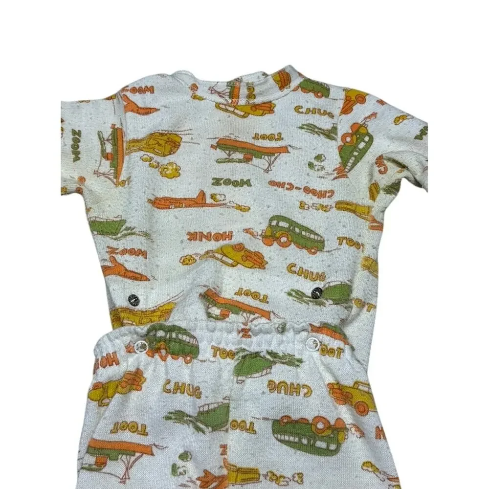 Vintage 60s 70s Carter's Footed Two Piece Snap Sleeper Pajamas Size 12 month